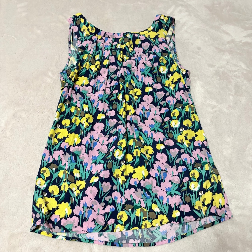 Boden Floral Sleeveless Blouse Womens size US 2 Back Tie Viscose